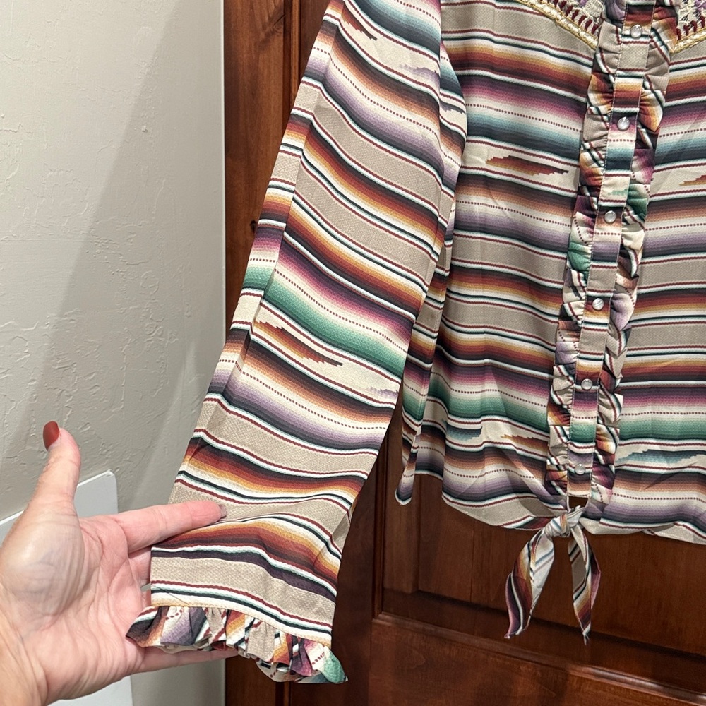 Double D Ranch Multicolor Ruffled Blouse - Picture 3 of 7